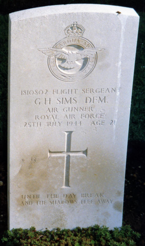 F/Sgt George Henry Sims&nbsp; DFM<br /><br /><br />died on active duty - June 25th,       1944